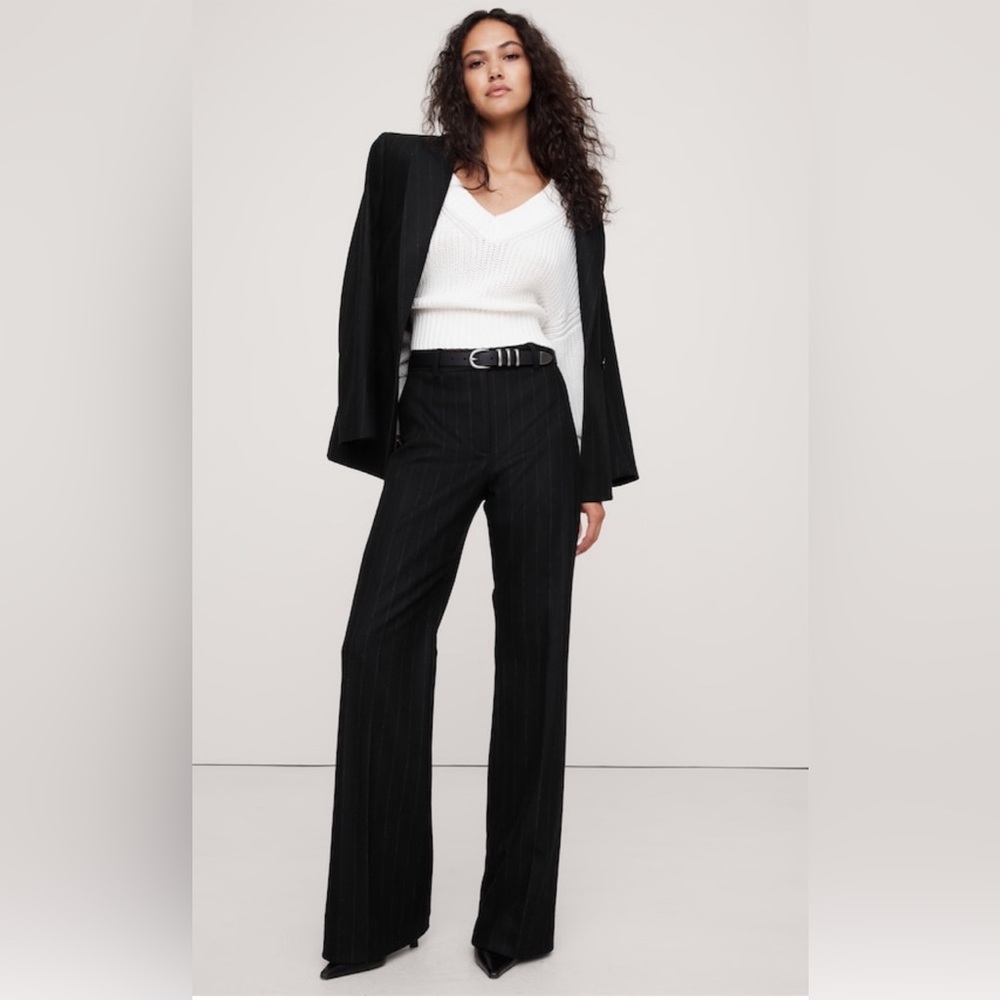BANANA REPUBLIC HIGH-RISE WIDE-LEG FLARE FLANNEL PANT